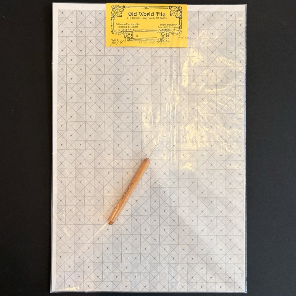 Miniature Dollhouse Old World Tile Paper Diamonds Blue Gray 14" x 10" 1:12 Tool